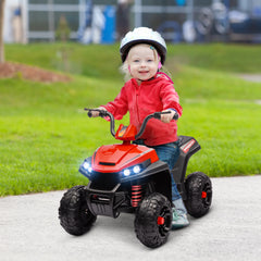 AIYAPLAY 12V Kids Electric Quad Bike w/ Spring Suspension System, Forward, Backward, LED Light, Music, MP3, Red