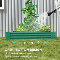 Outsunny 180 x 90cm Galvanised Steel Open Planter - Green