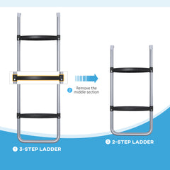 SPORTNOW Galvanised Steel Trampoline Ladder, 2 Steps/3 Steps Outdoor Trampoline Accessories for 6ft, 8ft, 10ft, 12ft, 13ft, 14ft, 16ft Trampoline, 97L x 32Wcm, Silver Tone