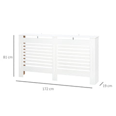 HOMCOM Radiator Cover, Modern MDF White Painted Cabinet with Horizontal Slats for Living Room, Bedroom, 172L x 19W x 81H cm