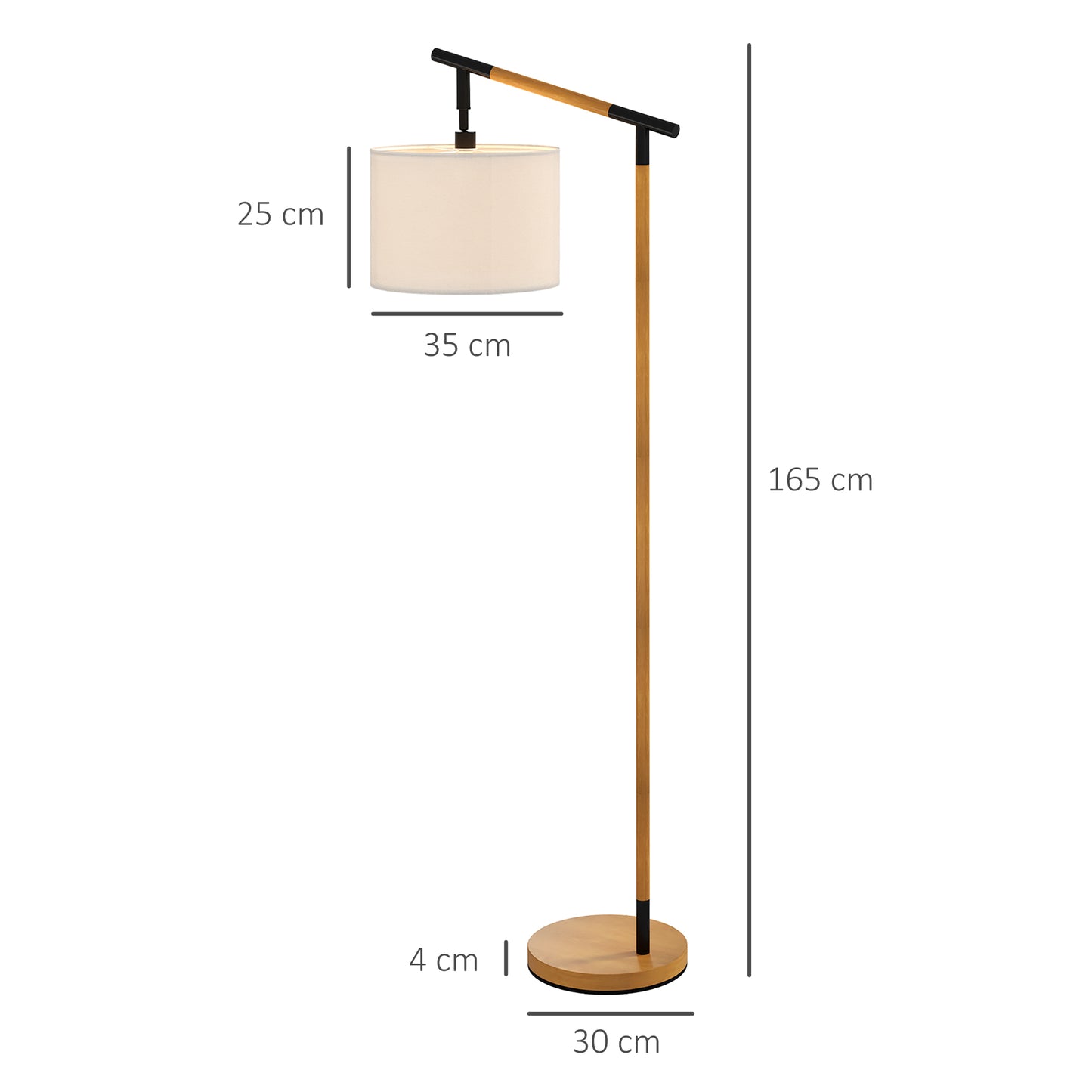 HOMCOM Metal Frame Floor Lamp with 350√Ç¬∞ Rotating Lampshade, for Living Room and Bedroom, LED Bulb Included, Brown