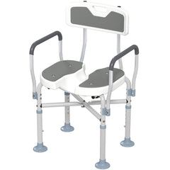 HOMCOM Shower Chair with Upgraded U-shaped Seat and Reinforced Crossbars, Height Adjustable Padded Bath Chair with Non-slip Feet for Elderly Seniors Disabled Handicap, Tool-Free Assembly, Grey