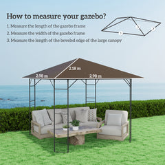 Outsunny 3 x 3(m) Gazebo Canopy Replacement Cover, Garden Gazebo Roof Replacement with Drain Holes, Water-resistant Plastic Coating, 370g/√£≈Ω¬°, UPF30+, TOP COVER ONLY, Brown