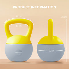 SPORTNOW Soft Kettlebell, 6kg Kettle Bell with Non-Slip Handle for Home Gym Weight Lifting and Strength Training, Yellow and Grey