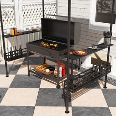 Outsunny 150 x 240cm BBQ Grill Gazebo, with Shelves - Grey