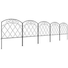 Outsunny 3m Decorative Metal Garden Fence - Diamond and Swirl Pattern