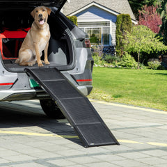 PawHut Folding Dog Ramp for Car, Portable Pet Ramp, with Non-Slip Surface, Aluminium Alloy Frame, for XL Dogs