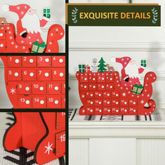 HOMCOM 24-Drawer Reusable Santa Sleigh Christmas Advent Calendar