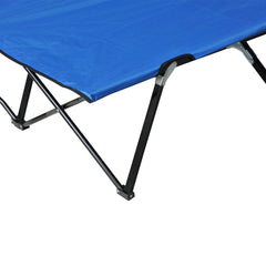 Outsunny Double Camping Cot Bed, with Bag - Blue