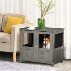 PawHut Dog Crate Table for Medium and Large Dogs with Magnetic Door for Indoor Use, 85 x 55 x 75 cm, Grey