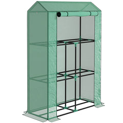 Outsunny 40 x 100cm Three Shelf Steel Frame Greenhouse - Green