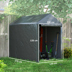 Outsunny 179 x 120cm Temporary Garden Shed, with Accessories - Dark Grey