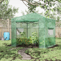 Outsunny Pop-up Small Greenhouse, Outdoor Walk-in Tomato Greenhouse with Carrying Bag, PE Cover, Steel Frame, Green, 2.4L x 1.8W x 2.4H m