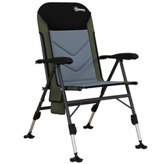 Outsunny Foldable Metal Frame Fishing Chair, with Adjustable Legs - Green/Black