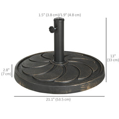 Outsunny 18kg Resin Garden Parasol Base, Round Outdoor Market Umbrella Stand Weight for Poles of â38mm to â48mm, Bronze