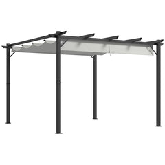 Outsunny 3 x 3(m) Aluminium Pergola Canopy Gazebo Awning Outdoor Garden Sun Shade Shelter Marquee Party BBQ, Light Grey