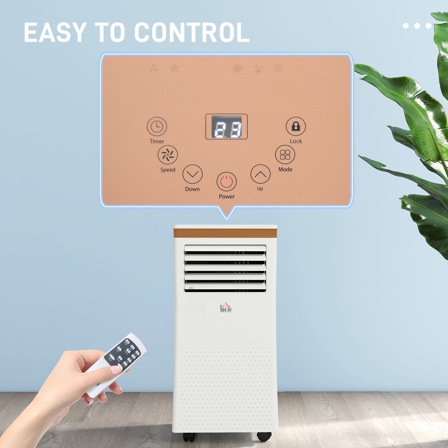 HOMCOM Portable Air Conditioner 7000 BTU, 4-in-1 Mobile Air Conditioning Unit with Cooling, Fan, Dehumidifier & Sleep Mode, LED Display, Remote Control, 24H Timer, Window Kit for Rooms up to 26√£≈Ω¬°