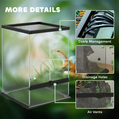 PawHut 40L Vivarium for Lizards, Frogs, Snakes, Turtles, Tortoises w/ Anti-Escape Design, Ventilation