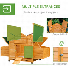 PawHut Wooden Chicken Coop with Nesting Boxes, Tray, for 2-4 Chickens, Yellow