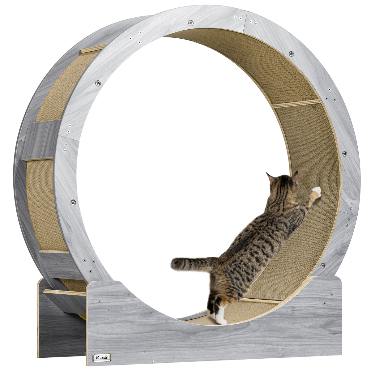 PawHut Cat Wheel with Brake, Scratching Pads - Grey