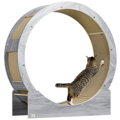 PawHut Cat Wheel with Brake, Scratching Pads - Grey