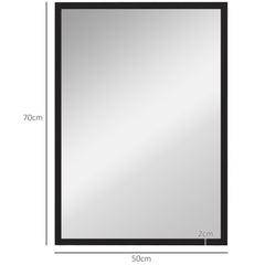 HOMCOM Wall Bathroom Mirror, 70 x 50 cm Wall-Mounted Mirror for Living Room, Bedroom, Hallway, Black