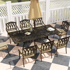 Outsunny Nine-Piece Cast Aluminium Garden Dining Set - Bronze Tone