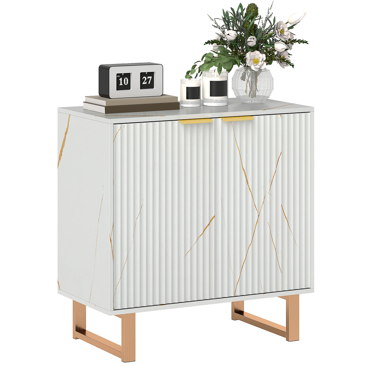 HOMCOM Elegant Storage Sideboard - White/Gold-Tone