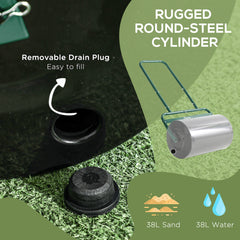 Outsunny 38L Fillable Cylinder Steel Lawn Roller - Dark Green