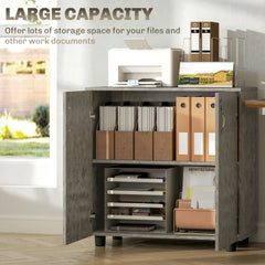 Vinsetto Two-Tier Locking Office Storage Cabinet - Grey