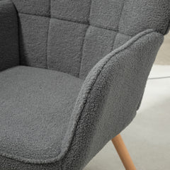 HOMCOM Teddy Fleece Wingback Accent Chair - Grey