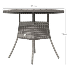 Outsunny 90cm Four-Person Wood-Effect Rattan Table - Grey