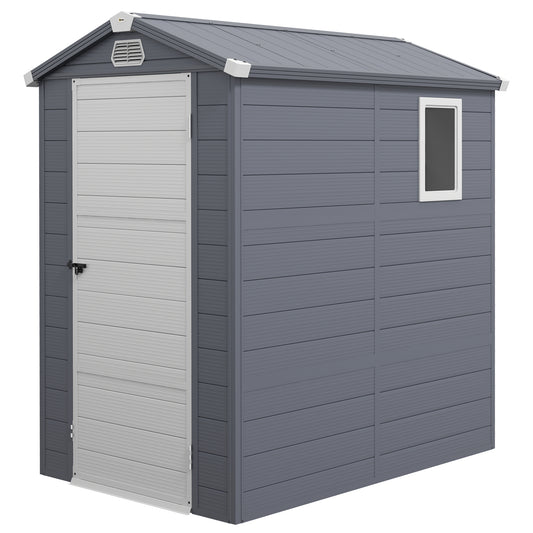 Outsunny 4.4ft x 6.2ft Aluminium Frame and Plastic Wall Shed, with Foundation - Grey