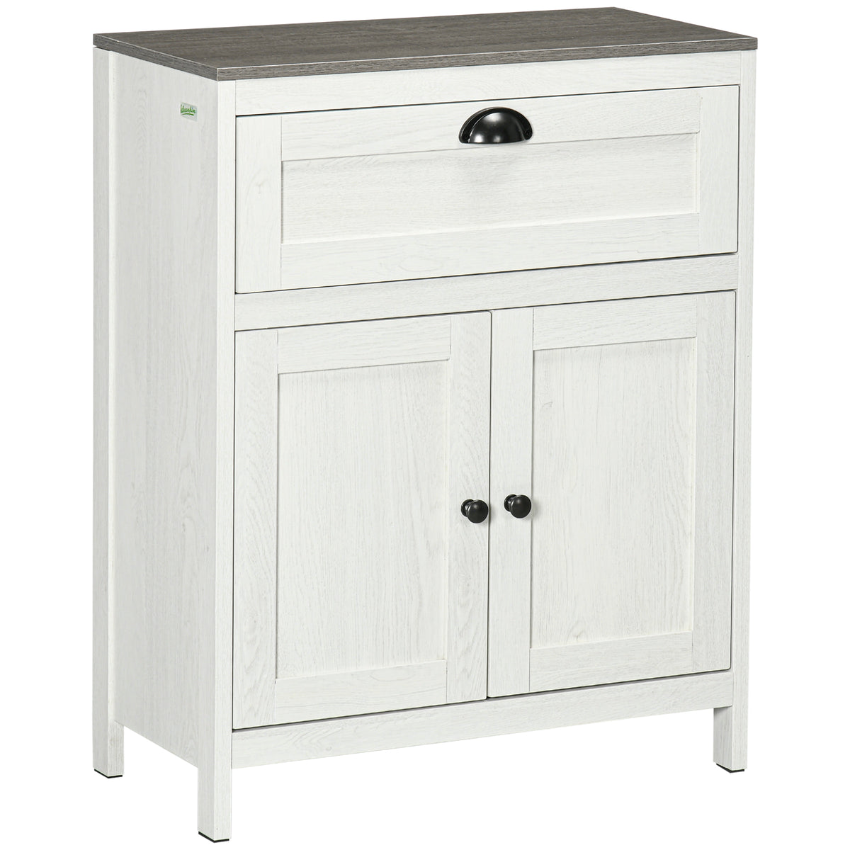 kleankin Bathroom Floor Cabinet, Freestanding Storage Cupboard with Drawer, Double Door Cabinet and Adjustable Shelf, White