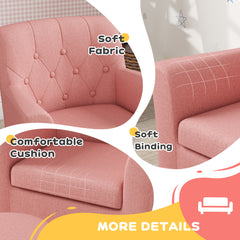 AIYAPLAY 2PCs Kids Sofa Set with Footrest, for Playroom, Bedroom, Pink