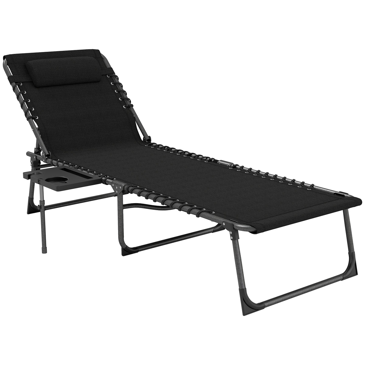 Outsunny Five-Position Reclining Sun Lounger - Black