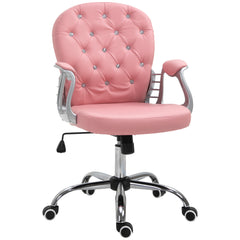 Vinsetto Office Chair Ergonomic 360√Ç¬∞ Swivel PU Diamante Padded Base 5 Castor Wheels for Home Work Pink