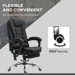 Vinsetto Heated 6 Points Vibration Massage Executive Office Chair Adjustable Swivel Ergonomic High Back Desk Chair Recliner with Footrest Full Black