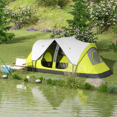 Outsunny Camping Tent for 6-8 Man with 2000mm Waterproof Rainfly and Carry Bag for Fishing Hiking Festival, Yellow