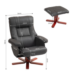 HOMCOM Faux Microfibre Leather Manual Recliner and Footstool Set - Black