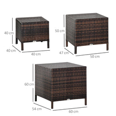 Outsunny 3 Pcs Rattan Nesting Tables Set-Brown