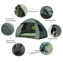 1/2 Person Foldable Camping Tent with Air Mattress Sleeping Bag-2 Person