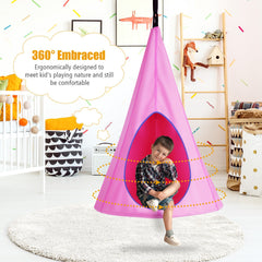 100 cm Adjustable Kids Tree Swing Tent with 2 Peep Windows-Pink