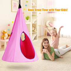 100 cm Adjustable Kids Tree Swing Tent with 2 Peep Windows-Pink