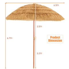 1.8m Portable Thatched Tiki Beach Umbrella with Adjustable Tilt