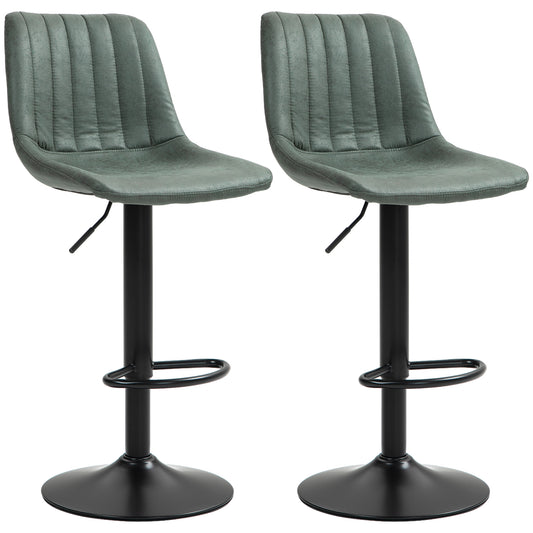 HOMCOM Set of Two Retro Tub Bar Stools - Green