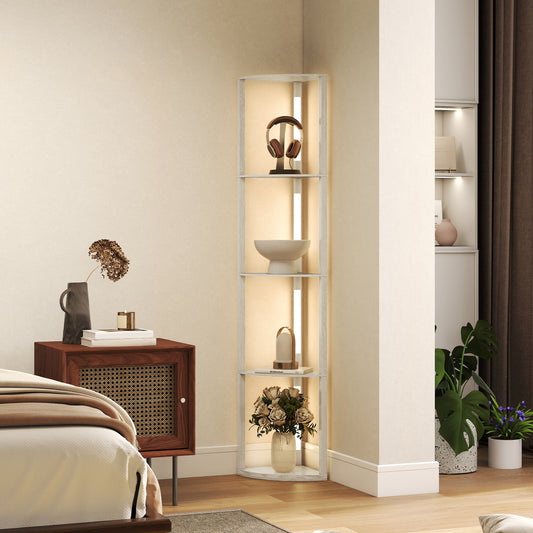 HOMCOM Corner Floor Lamp for Living Room Bedroom with Dimmable Warm White LED Light, Modern Tall Standing Lamp, Oak