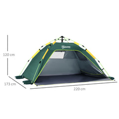 Outsunny Beach Tent for 1-2 Person Pop-up Design with 2 Mesh Windows & 2 Doors Dark Green