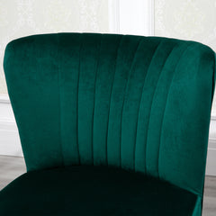 HOMCOM Velvet Accent Chair Occasional Tub Seat Padding Curved Back with Wood Frame Legs Home Furniture Set of 2 Green