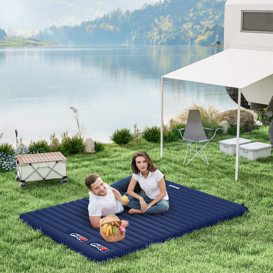 Outsunny 2 Person Camping Inflatable Mattress - Navy Blue